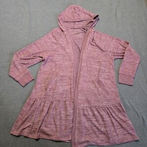 Torrid Super Soft Plush Ruffle Hem Hooded Open Front Sweater Size 2 Pockets Cozy